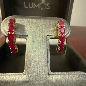 Ruby 14k gold Huggie hoop Earrings